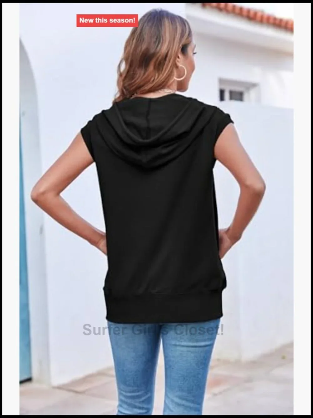 Sleeveless Zip Up Hoodie Casual Loose Fit Drawstring Sweatshirt Lightweight